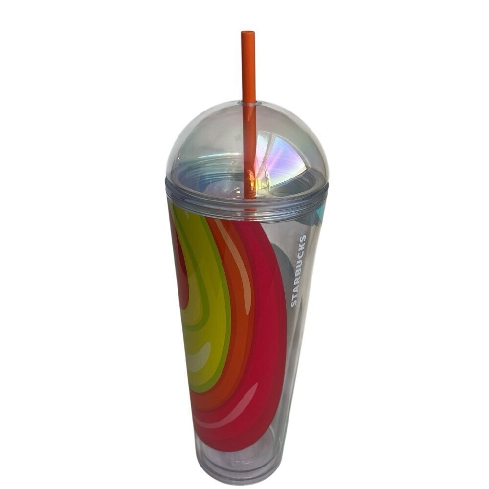 NEW Starbucks 2025 Summer Collection 24 Oz Cold Cup Multi-color Swirl and Straw
